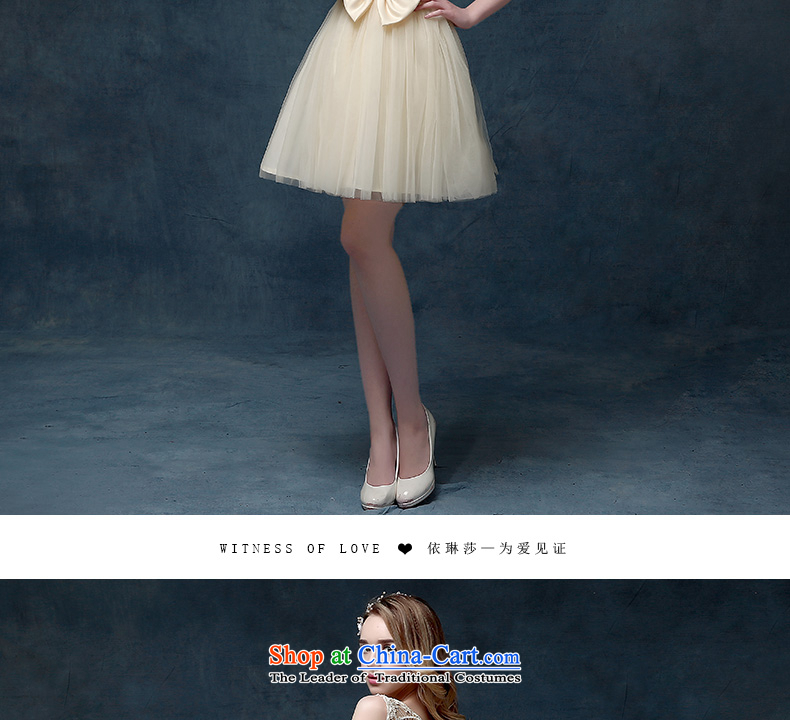According to Lin Sa 2015 Spring/Summer new champagne color bridesmaid Dress Short) bows Service Bridal shoulders bon bon skirt champagne color XL Photo, prices, brand platters! The elections are supplied in the national character of distribution, so action, buy now enjoy more preferential! As soon as possible.