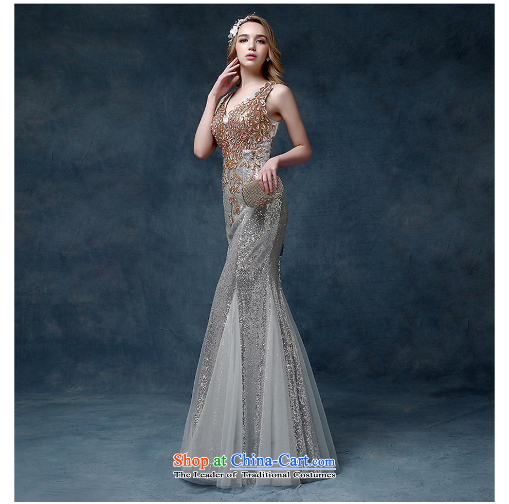 2015 new evening dresses long shoulders Sau San crowsfoot marriages Annual Dinner of the bows services under the auspices of dress silver M picture, prices, brand platters! The elections are supplied in the national character of distribution, so action, buy now enjoy more preferential! As soon as possible.