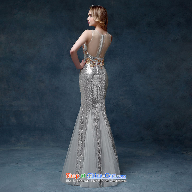 2015 new evening dresses long shoulders Sau San crowsfoot marriages Annual Dinner of the bows services under the auspices of dress according to Lin Sa M silver shopping on the Internet has been pressed.
