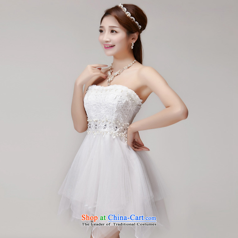 Yuk-W 2015 manually staple Pearl Diamond Sau San dresses bridesmaid group temperament and chest evening dresses 2478 white jade w , , , S, shopping on the Internet