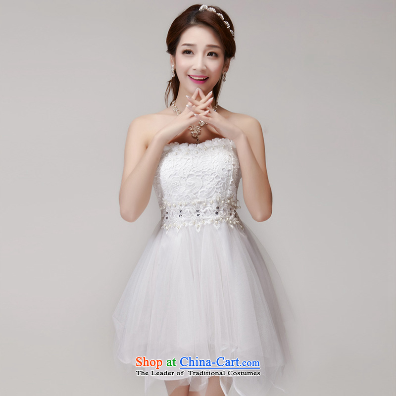 Yuk-W 2015 manually staple Pearl Diamond Sau San dresses bridesmaid group temperament and chest evening dresses 2478 white jade w , , , S, shopping on the Internet