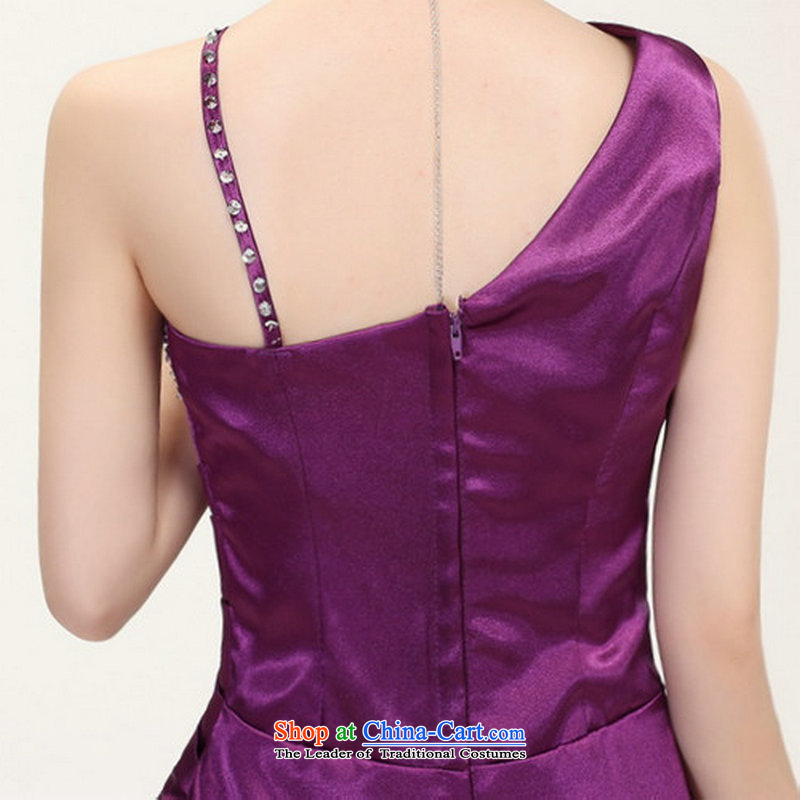 Dr Philip optimize new products for summer 2015 bride long marriage dinner evening dresses shoulder bows services Beveled Shoulder evening dress ylf003 purple , L, Optimize Hong shopping on the Internet has been pressed.
