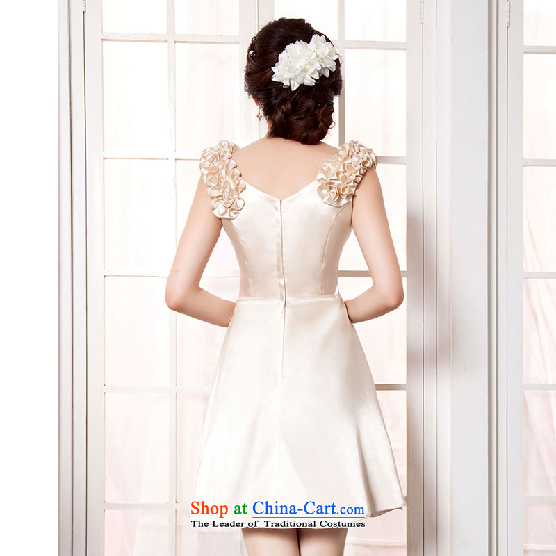 Millennium bride 2015 new shoulders flowers) does not rule short skirt as bridesmaid service mission sister stylish bon bon skirt small dress D1011 champagne color XL/22, millennium bride shopping on the Internet has been pressed.