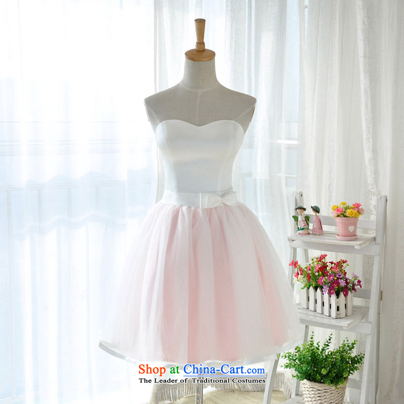 Millennium bride?2015 new minimalist wiping the chest short_ bridesmaid services sister skirt hostess performances small dining dress D6007?M_20 White