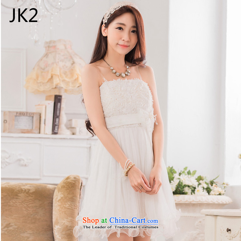 Sweet Lei mesh yarn sister skirt show small dress bow tie larger evening dress _feed_ 9733 JK2 stealth?XXXL White
