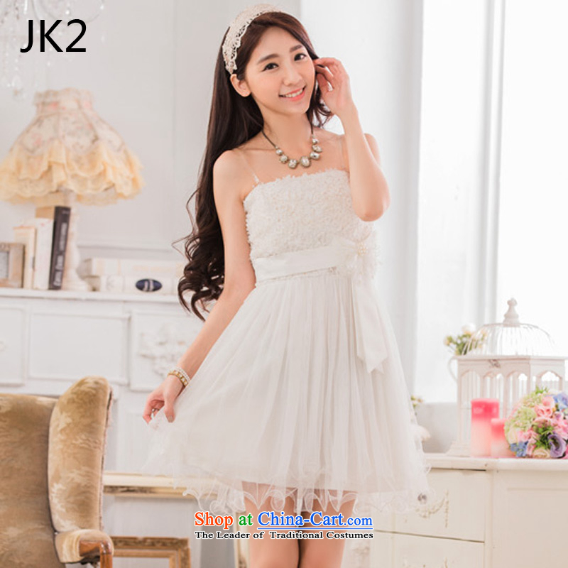 Sweet Lei mesh yarn sister skirt show small dress bow tie larger evening dress (feed) 9733 JK2 stealth white XXXL,JK2.YY,,, shopping on the Internet