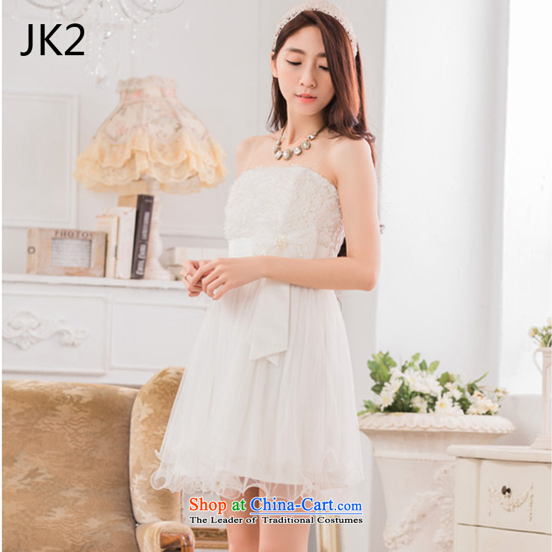 Sweet Lei mesh yarn sister skirt show small dress bow tie larger evening dress (feed) 9733 JK2 stealth white XXXL,JK2.YY,,, shopping on the Internet
