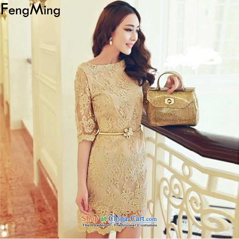 Hsbc Holdings plc Ming Moonlight Serenade stars of the same autumn 2015 new high-thread-UNIDO embroidery Internet Precious yarn lace dresses female picture color M Fung Ming (fengming) , , , shopping on the Internet
