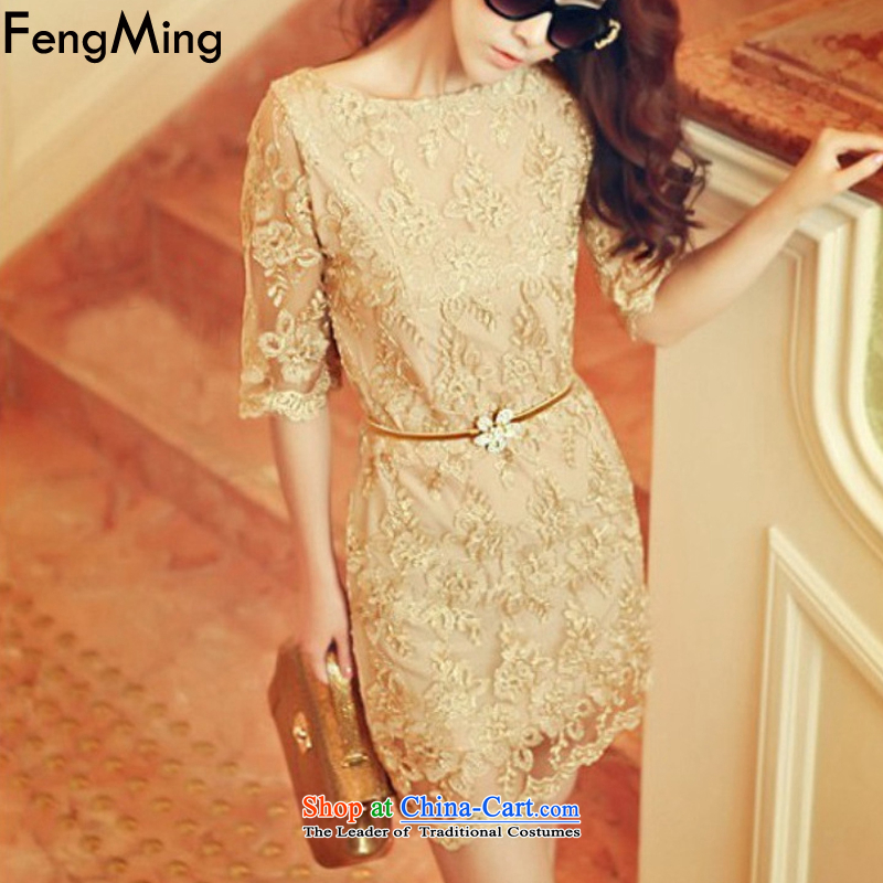 Hsbc Holdings plc Ming Moonlight Serenade stars of the same autumn 2015 new high-thread-UNIDO embroidery Internet Precious yarn lace dresses female picture color M Fung Ming (fengming) , , , shopping on the Internet