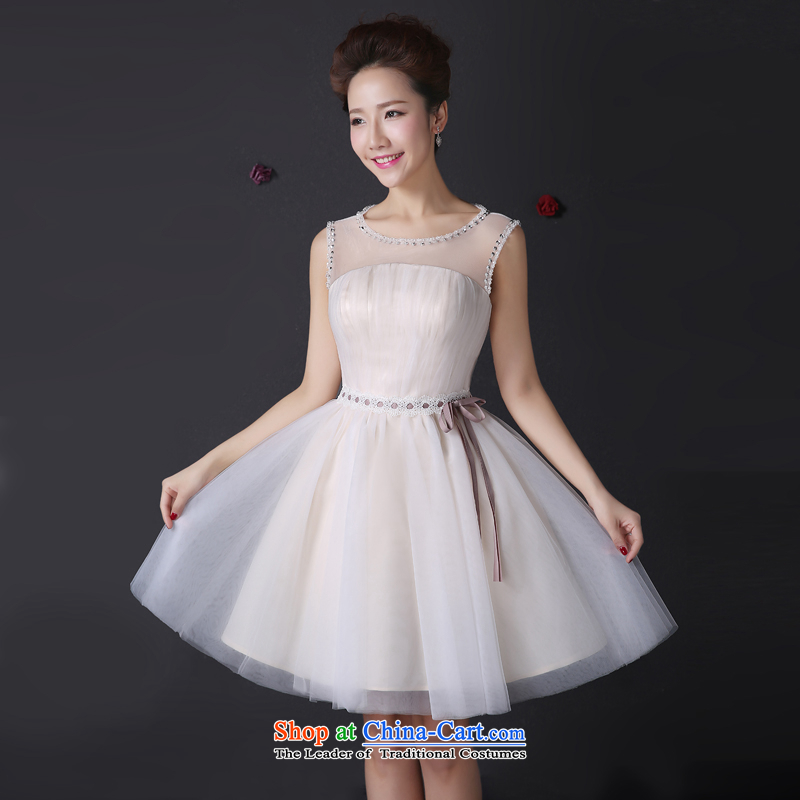 The color is sa 2015 autumn and winter bridesmaid dress with real-any pictures of short shoulders champagne color bridesmaid dress birthday party dress bon bon skirt moderator banquet at the champagne color, the color of the text is Mona Lisa, L, , , , shopping on the Internet