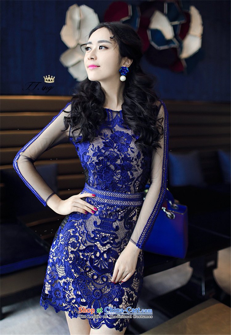 Hsbc Holdings Plc 2015 Autumn Ming Moonlight Serenade with advanced customization aristocratic temperament dress female blue heavy industry lace sexy dresses picture color M brand, prices, picture platters! The elections are supplied in the national character of distribution, so action, buy now enjoy more preferential! As soon as possible.