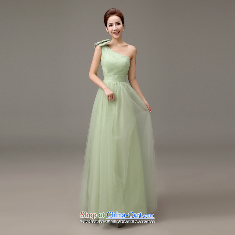 The first white into about bridesmaid serving Korean shoulder banquet evening dresses 2015 Summer New Long bridesmaid dress green bows Service Bridal Fashion B M white first into about shopping on the Internet has been pressed.