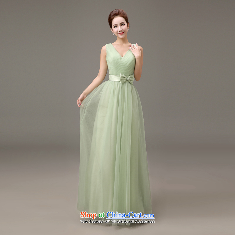 The first white into about bridesmaid serving Korean shoulder banquet evening dresses 2015 Summer New Long bridesmaid dress green bows Service Bridal Fashion B M white first into about shopping on the Internet has been pressed.