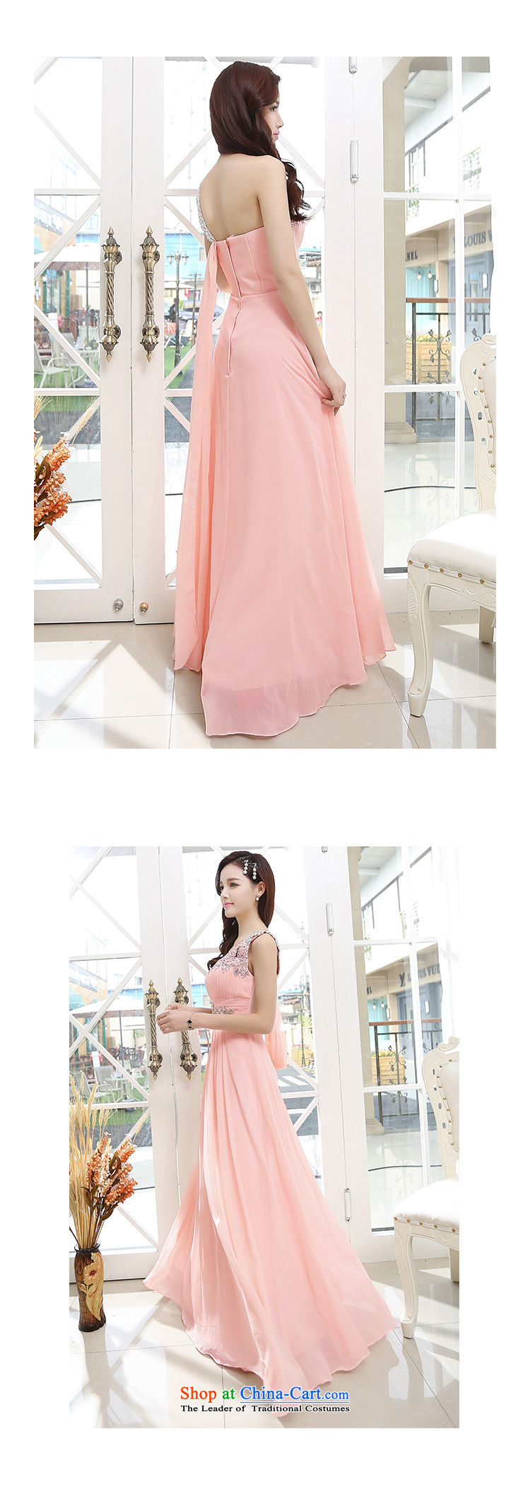 Korea Yae Jin 2015 Summer new Korean performances, Beveled Shoulder dress tall wedding dresses marriage diamond chiffon long skirt pink XL Photo, prices, brand platters! The elections are supplied in the national character of distribution, so action, buy now enjoy more preferential! As soon as possible.