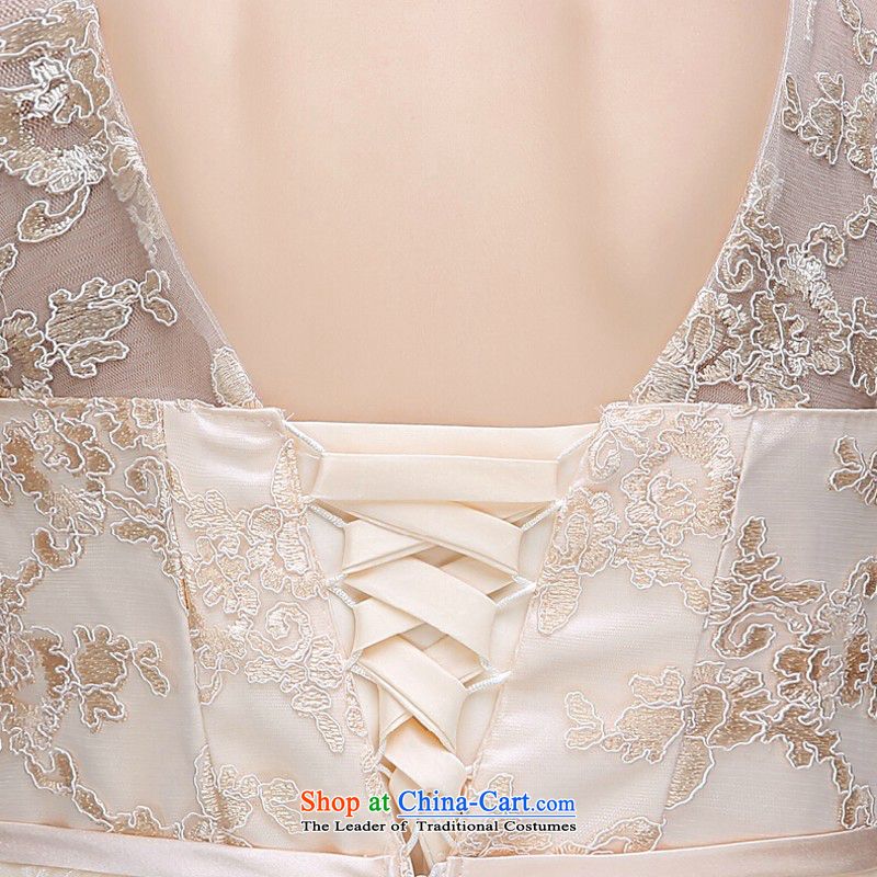 Yong-yeon and evening dresses 2015 new bows services bridesmaid services Spring Banquet dress marriage Sau San lace short, Champagne champagne color M-Yung Yan Close shopping on the Internet has been pressed.