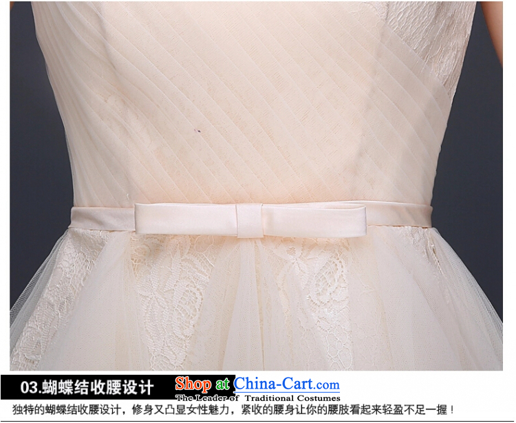 Yong-yeon and evening dresses 2015 new marriage bridesmaid serving Korean Spring Banquet small Dress Short of Sau San shoulder champagne color champagne color S picture, prices, brand platters! The elections are supplied in the national character of distribution, so action, buy now enjoy more preferential! As soon as possible.