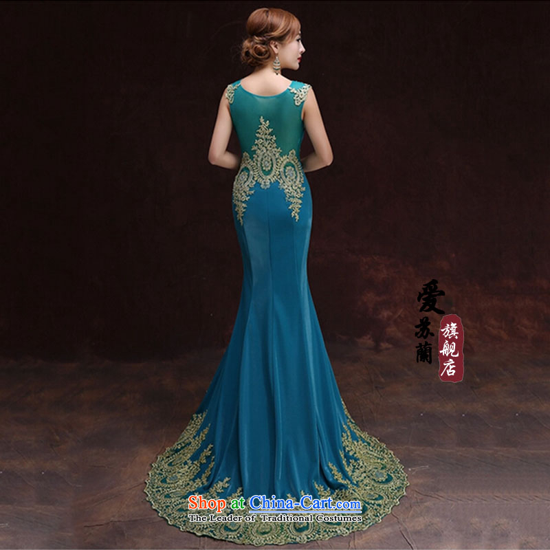 2015 Spring bride marriages bows to dress skirt Fashion small red tail crowsfoot dress the summer and fall of Sau San blue Tail M love Su-lan , , , shopping on the Internet