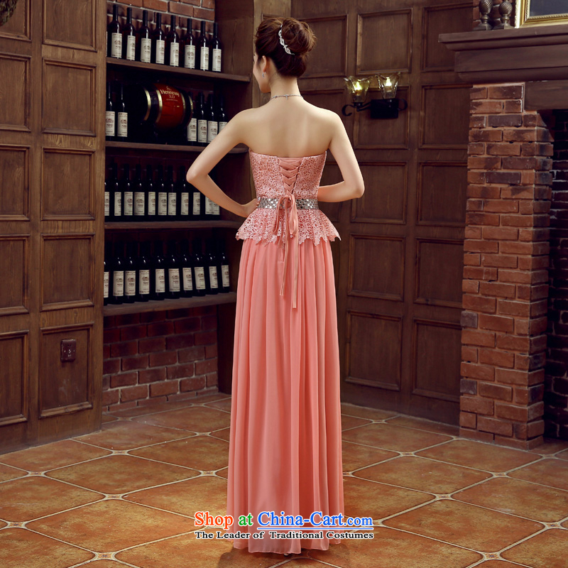 Time Syrian pink long evening dresses 2015 new autumn and winter lace marriages betrothal evening dress wiping the chest diamond will dress pink , L, Syria has been pressed time shopping on the Internet