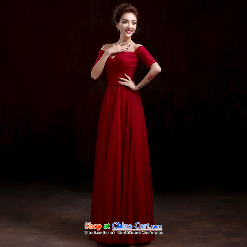 Pure Love bamboo yarn 2015 new red bride wedding dress long evening dresses evening drink service in the irrepressible cuff Sau San dress dark red tailored please contact customer service , , , , shopping on the Internet