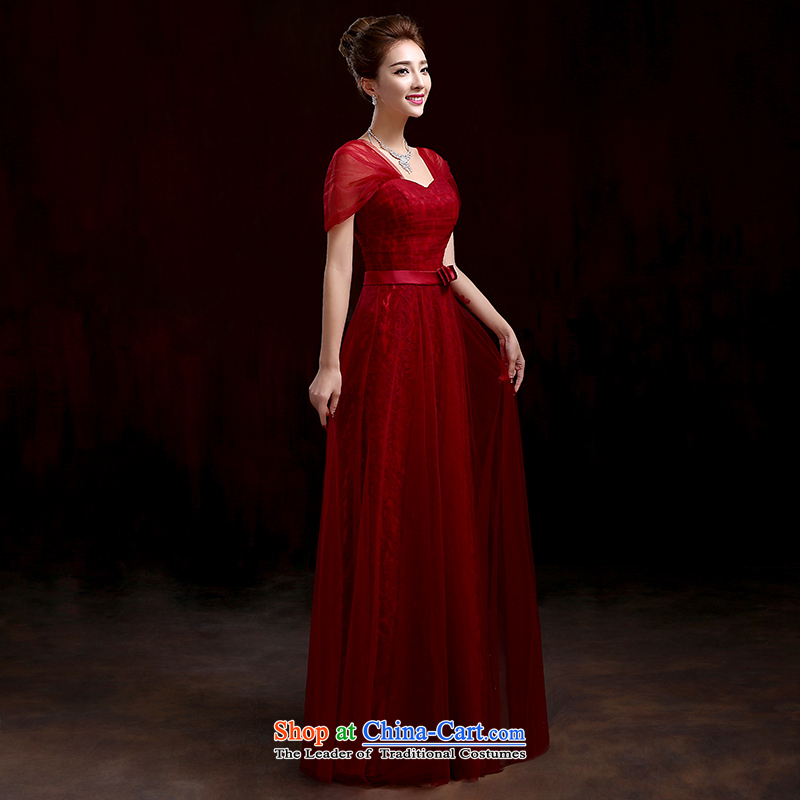 Marriages bows services wine red long gown New Sau San evening dresses new Korean long red dress package shoulder deep red S, pure love bamboo yarn , , , shopping on the Internet