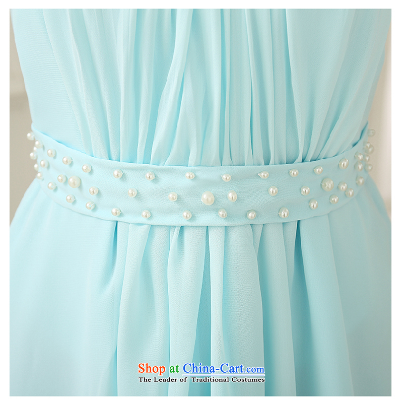 The first white into about 2015 NEW SKY BLUE shoulders bridesmaid Dress Short of mission sister mission bridesmaid services small dress skirt bridesmaid dress E S white first into about shopping on the Internet has been pressed.