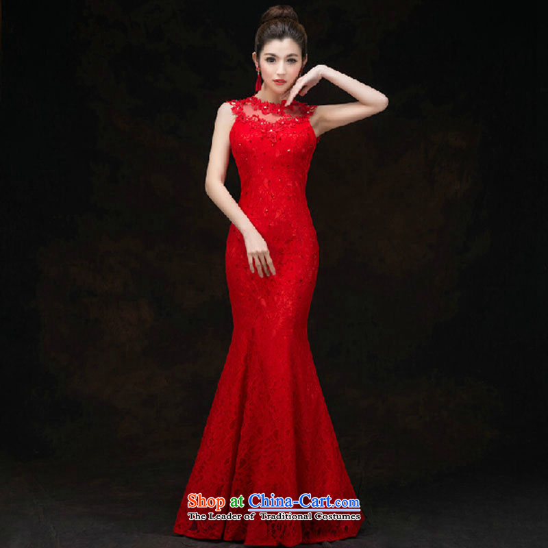 The bride dress 2015 spring and fall of marriage bows dress long red crowsfoot package and back lace spring and summer evening dresses red XXL, Su-lan , , , Love shopping on the Internet