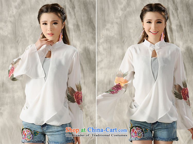 Maple Yi Min International 2015 new long-sleeved shirt qipao hand-painted Tang Dynasty Chinese Nation spring wind F1A033 female white. XL Photo, prices, brand platters! The elections are supplied in the national character of distribution, so action, buy now enjoy more preferential! As soon as possible.