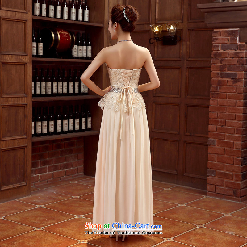 Time evening dresses and Syria Sau San chest bridesmaid dress skirt or sisters dress chiffon lace dresses champagne color bows dress vehicle exhibition will stay gold M, Syrian Women , , , shopping on the Internet