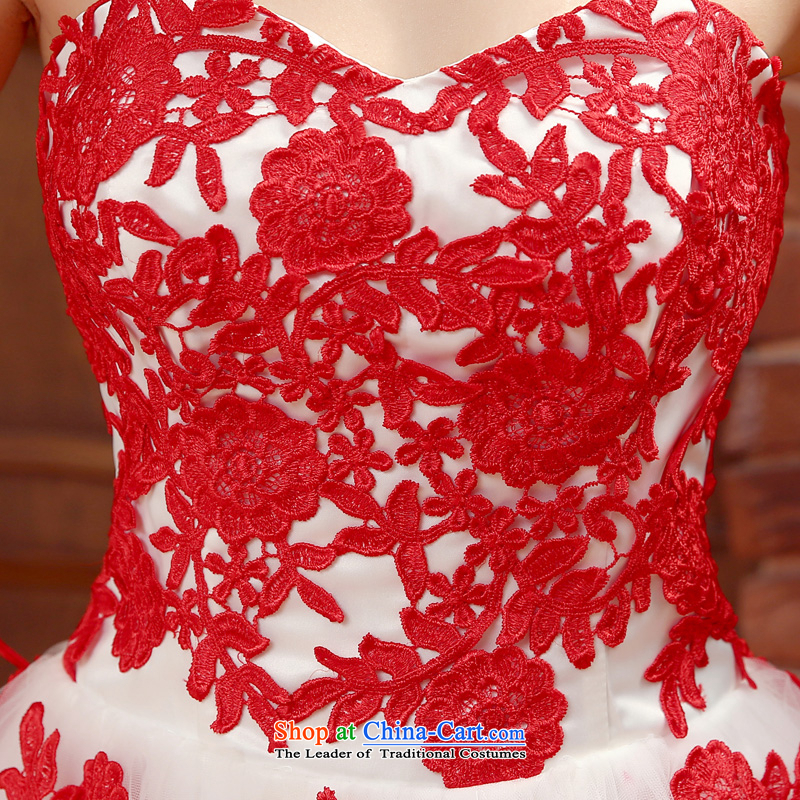 Time The new bride 2015 Syria anointed chest dress red bows to marry wedding dress red short) under the auspices of lace dress suit RED M time performances Syrian shopping on the Internet has been pressed.