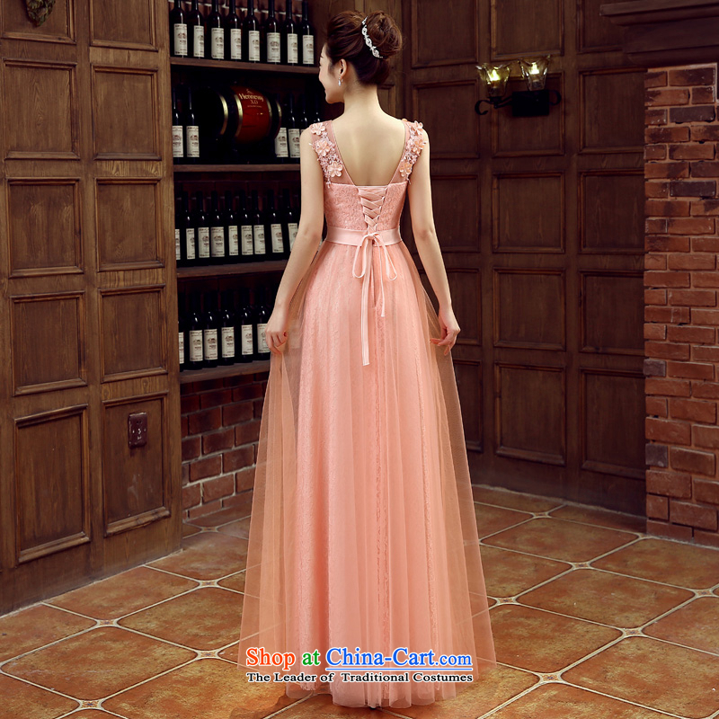 The Syrian Arab Republic 2015 autumn and winter time new bride bows to bare pink wedding dresses marriage long moderator banquet evening dress shoulders Vehicle Exhibition dress bare pink , L, Syria has been pressed time shopping on the Internet