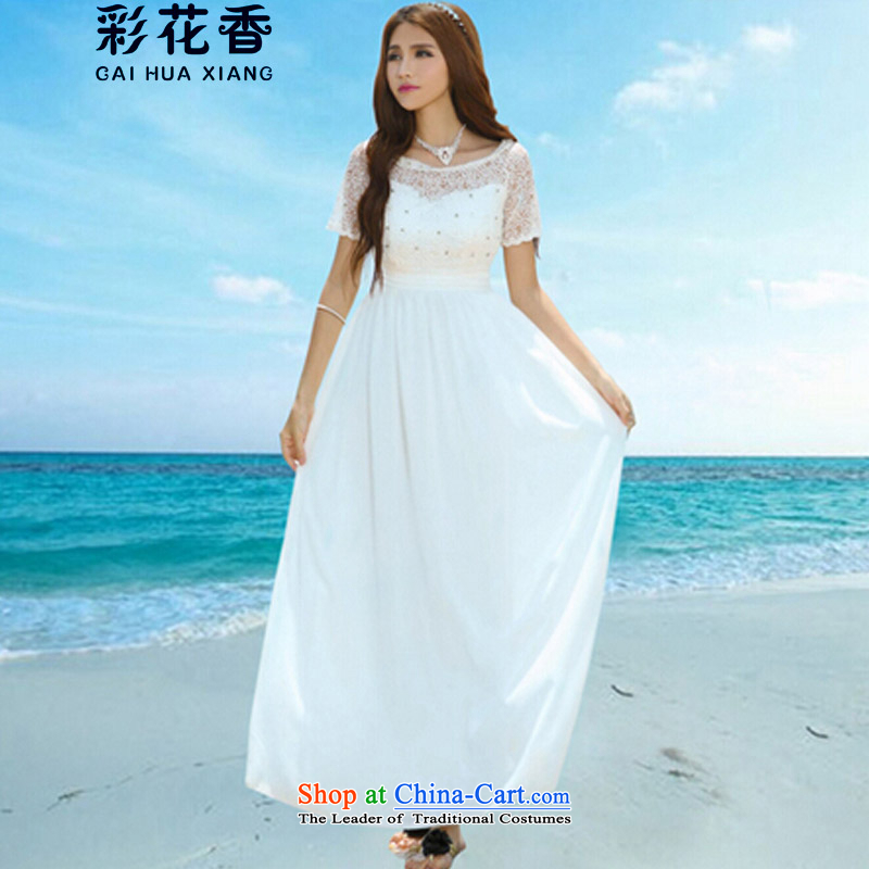 The fragrance of     2015 New Multimedia Maldives beach skirt wedding dresses nail-ju diamond Bohemia long long skirt white colored flowers 6041 L, CAI HUA XIANG) , , , shopping on the Internet