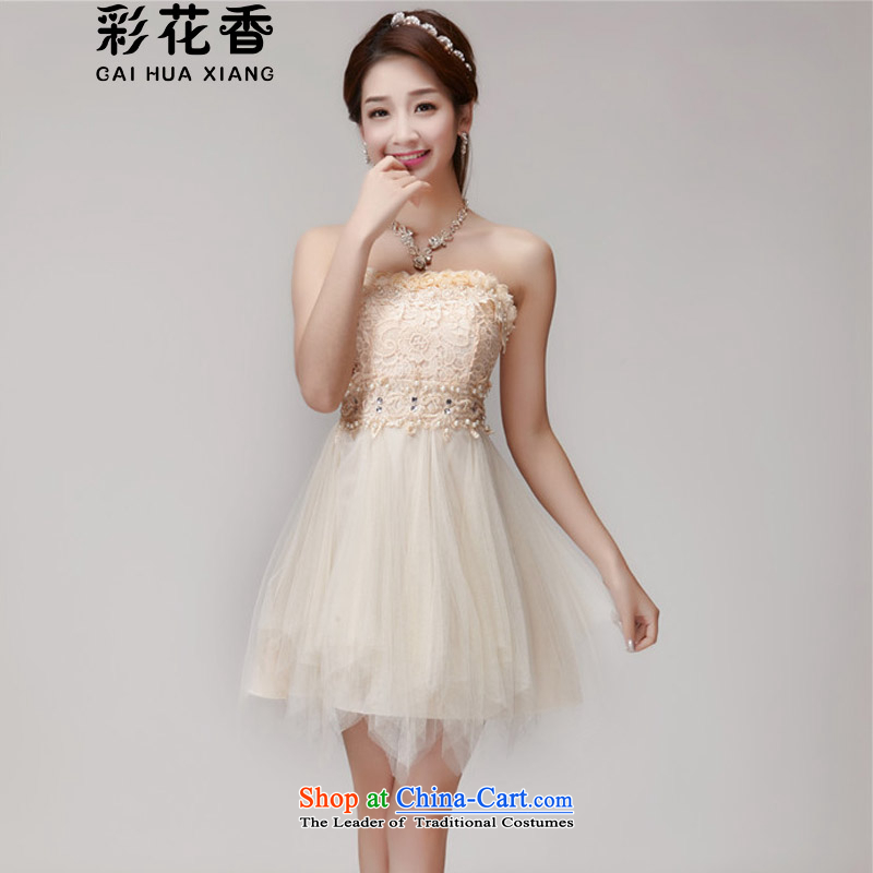The fragrance of    2015 Summer multimedia manually staple pearl diamond temperament and Sau San chest dresses bridesmaid groups dress skirt pink colored flowers, 6013 (CAI HUA XIANG) , , , shopping on the Internet