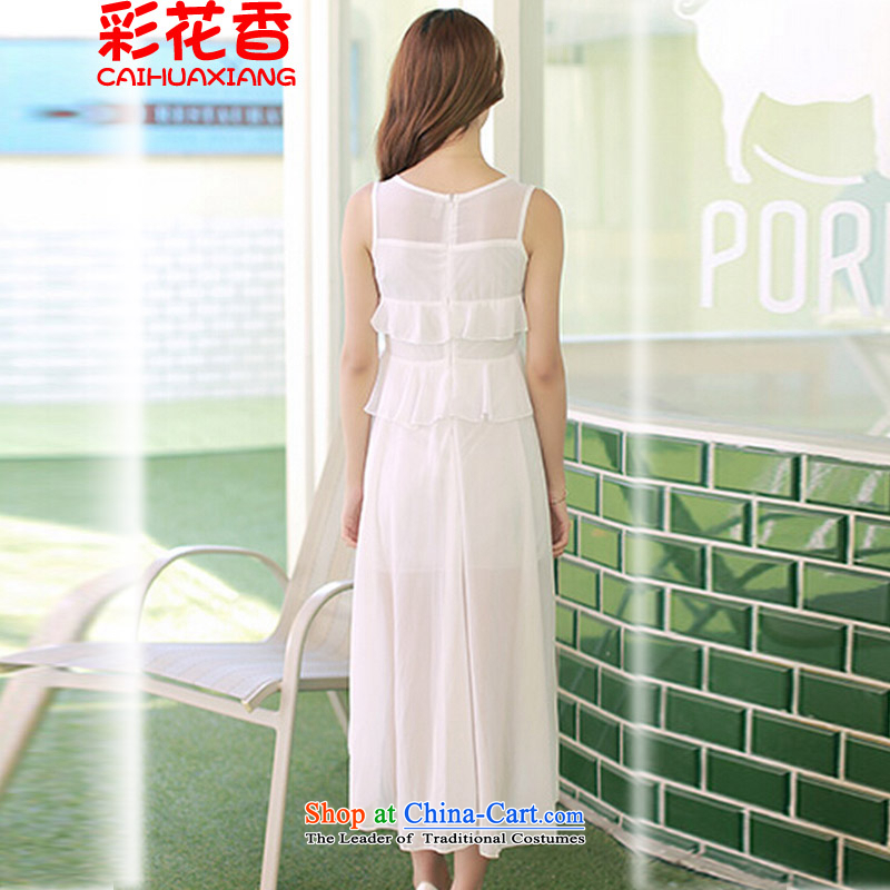 The fragrance of   2015 Summer multimedia new Korean chiffon dresses irregular long skirt front stub long after dovetail dress champagne color S, also rose from 118.85 (CAI HUA XIANG flowers) , , , shopping on the Internet