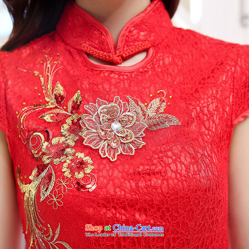 To Doi Shu bride wedding dress bows services spring and summer skirts qipao new 2015 Stylish retro lace improved short of Sau San red , L, L'Tai Kiu , , , shopping on the Internet