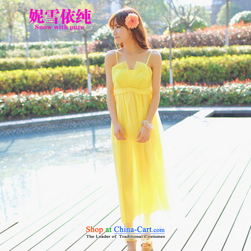 In accordance with the pure 2015 Connie snow silk dress Sau San dresses retro gliding temperament goddess long skirt cents 5011 Yellow M, Connie snow in plain (SNOW WITH PURA) , , , shopping on the Internet