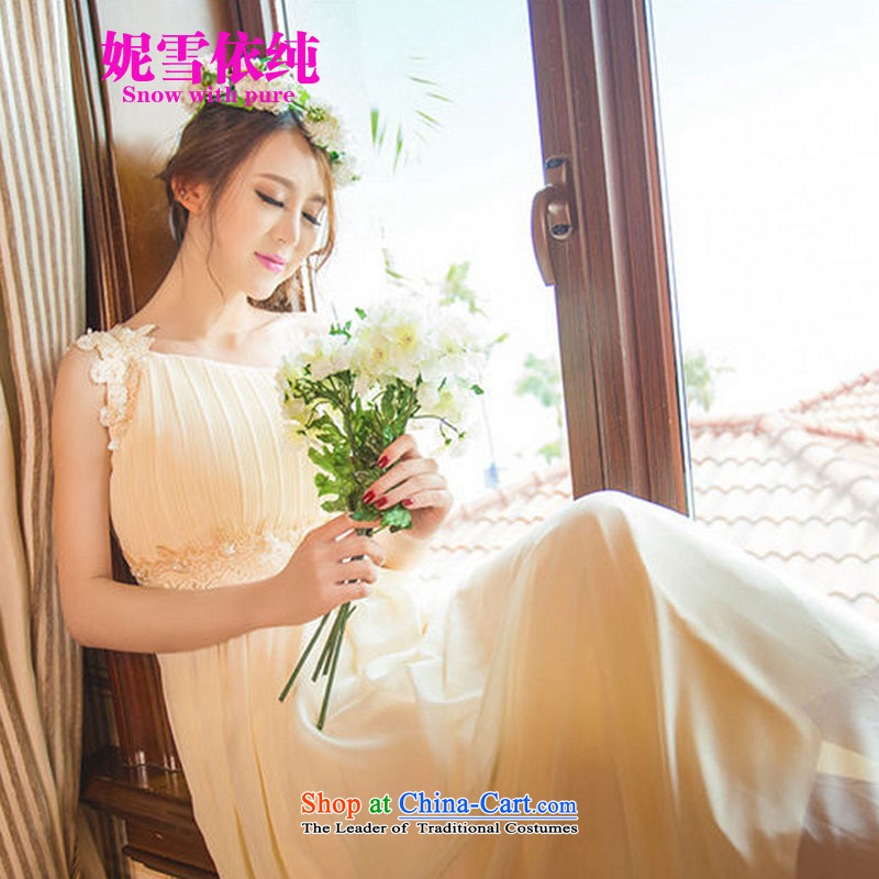 In accordance with the pure 2015 Connie snow new sweet temperament OL banquet bridesmaid marriage Beveled Shoulder Sau San female dresses long skirt dress of white with the left shoulder straps M, Connie stealth snow in plain (SNOW WITH PURA) , , , shopping on the Internet