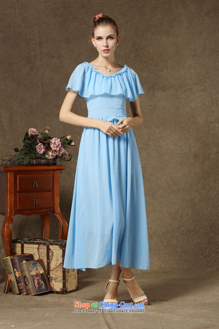 The estimated new NZ high quality low-key terrace Heung-shoulder dresses retro cloak Skirts 1 light blue M picture, prices, brand platters! The elections are supplied in the national character of distribution, so action, buy now enjoy more preferential! As soon as possible.