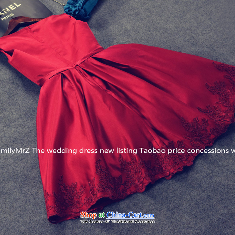 The color is Windsor moderator stylish dress new 2015 autumn and winter evening dress up wedding short, Wedding Dress wine red bride bows to Sau San XXL, wine red color is sa , , , the shopping on the Internet