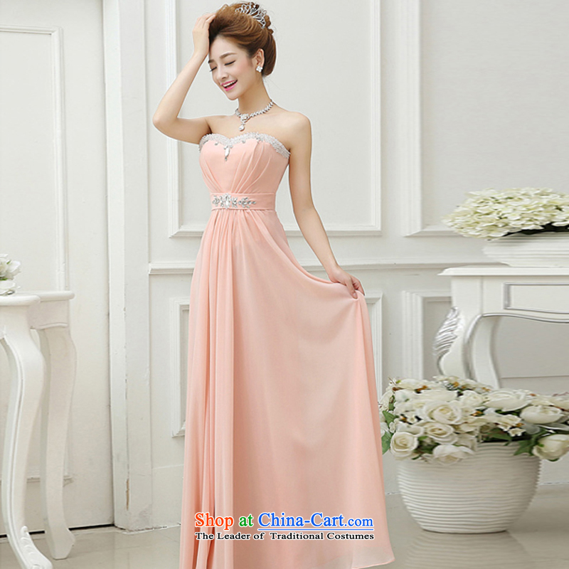 7 7 color tone 2015 Summer new chiffon wiping the chest long bride bows to marriage banquet evening dresses L006 pink (straps) S, 7 color 7 Tone , , , shopping on the Internet