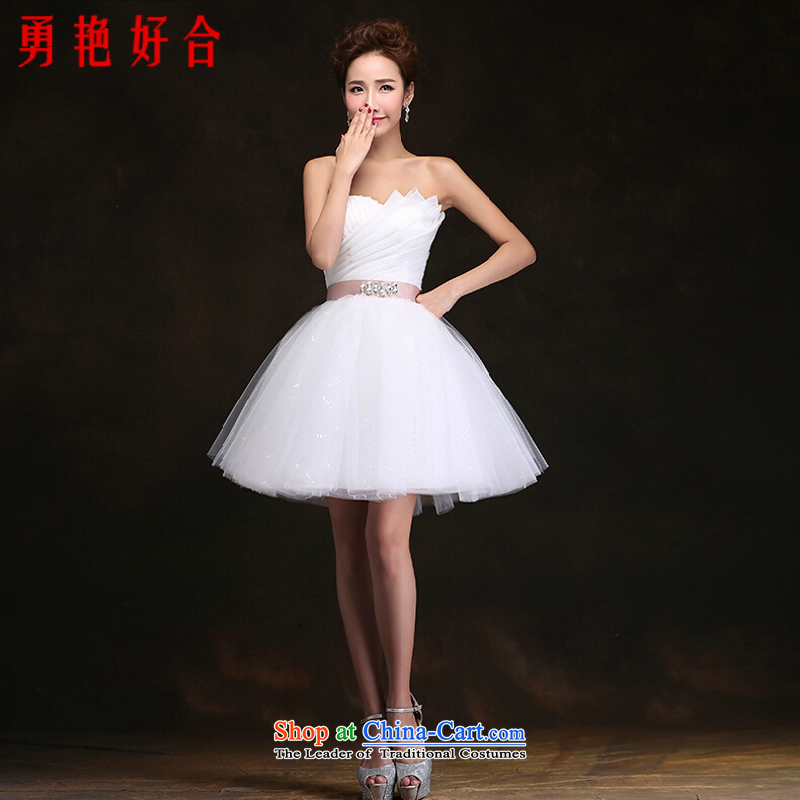 Yong-yeon and summer, bridal wedding dresses and stylish, wipe the Chest Sau San short skirts bon bon western style wedding dresses bridesmaid small white?S
