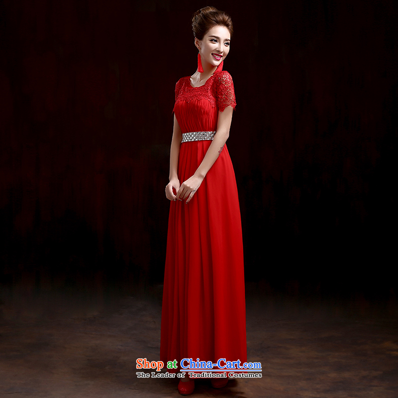 2015 Autumn and winter new stylish dress embedded drill lace married long shoulders dress bride toasting champagne Sau San services tailored red please contact customer service , , , , shopping on the Internet