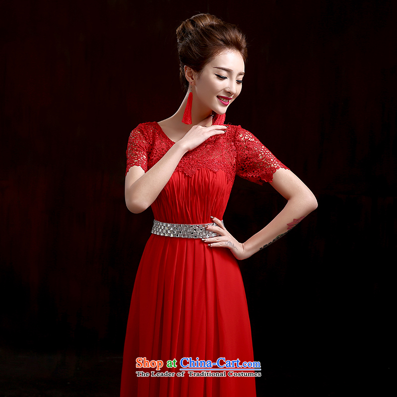 2015 Autumn and winter new stylish dress embedded drill lace married long shoulders dress bride toasting champagne Sau San services tailored red please contact customer service , , , , shopping on the Internet