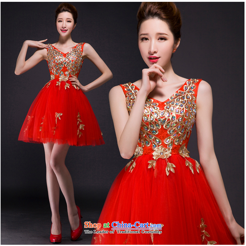 The first white into about bride dress marriage bows Services New 2 Annual Small dresses stylish shoulder female Red Dress Short, 2015 New banquet wine red , L, white first into about shopping on the Internet has been pressed.