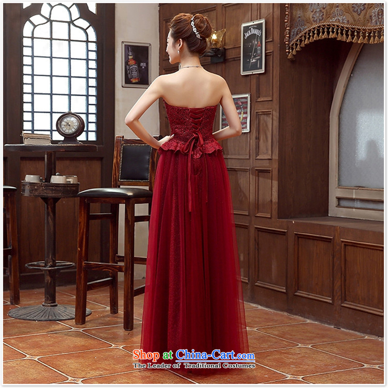 Wine red bride bridesmaid wedding dress marriage bows services wedding night wear long bride with new 2015 Magenta XL, Charlene Choi spirit has been pressed shopping on the Internet