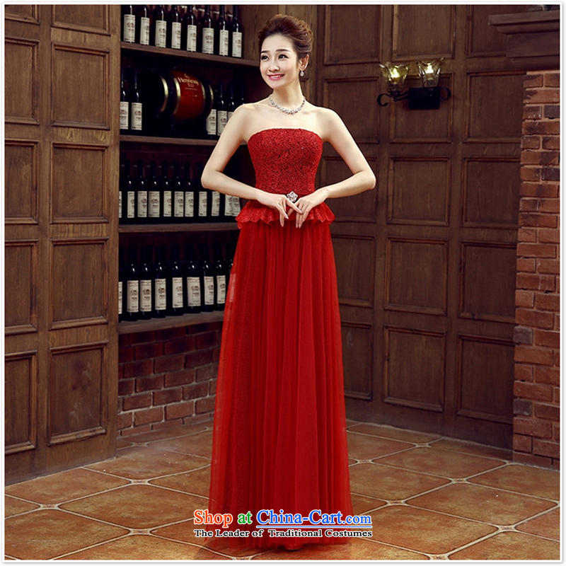 Wine red bride bridesmaid wedding dress marriage bows services wedding night wear long bride with new 2015 Magenta XL, Charlene Choi spirit has been pressed shopping on the Internet