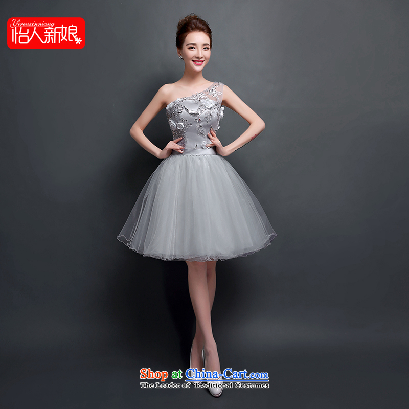 The new 2015 evening dresses summer banquet meeting of persons chairing the ball small Dress Short of a marriage bows Service Bridal party purple pleasant bride purple XL, pleasant bride shopping on the Internet has been pressed.