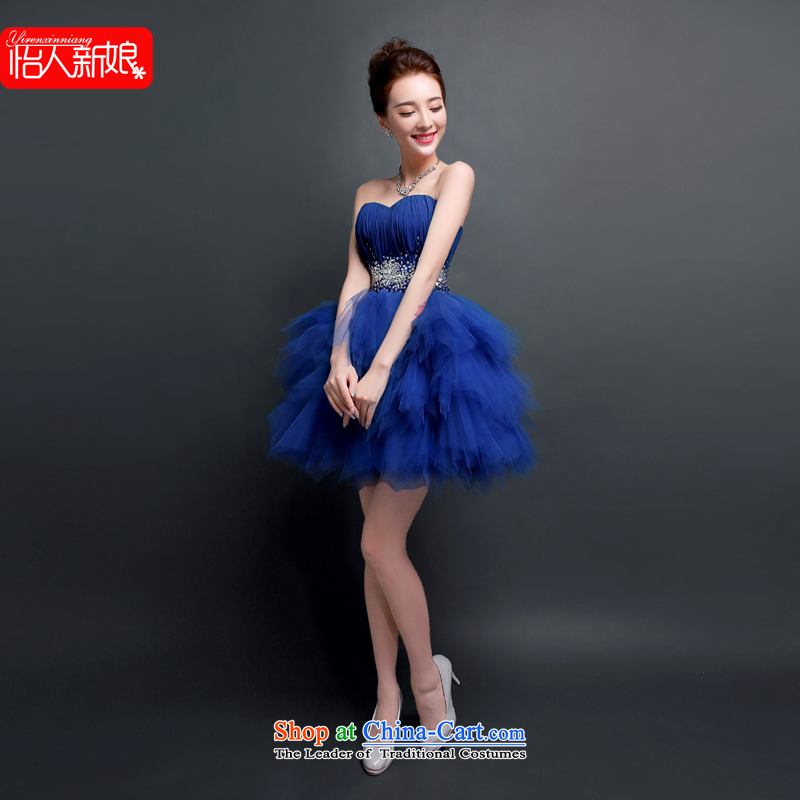 The new 2015 evening dresses and summer short of chest bon bon skirt bride a marriage meeting dinner drink served the ball small blue dress skirt pleasant bride White M pleasant bride shopping on the Internet has been pressed.