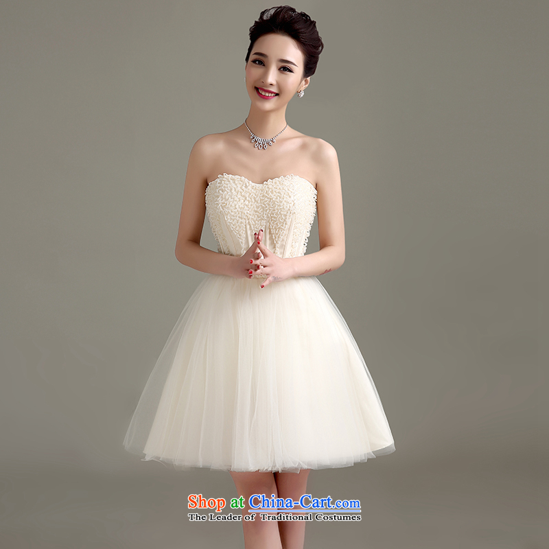 Yi Yi Sang Sang Love Love in spring and summer 2015 new Korean anointed chest evening dress short of marriages bows to staple bridesmaid Pearl Modern small dress female champagne color XXL, Yi love is , , , shopping on the Internet