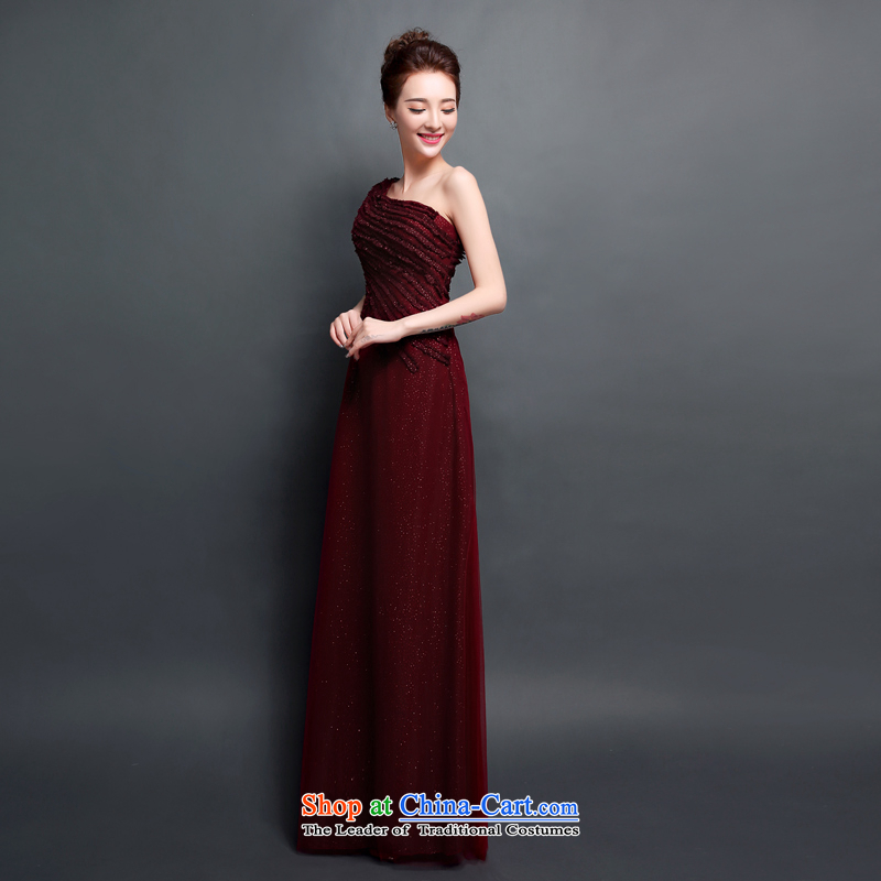 Evening dress the new bride toasting champagne 2015 Chief dinners will dance Ms. shoulder moderator evening dress skirt pleasant bride wine red XL, pleasant bride shopping on the Internet has been pressed.