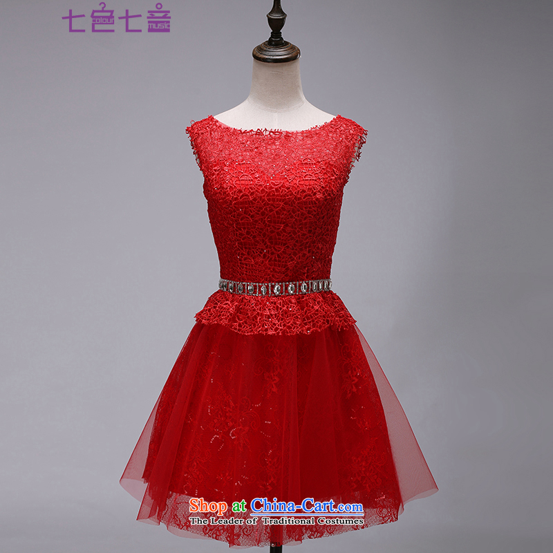 7 7 color tone bridesmaid dress 2015 new summer lace small trailing stylish bride bows to Sau San banquet evening dresses long red short of L037 XXL
